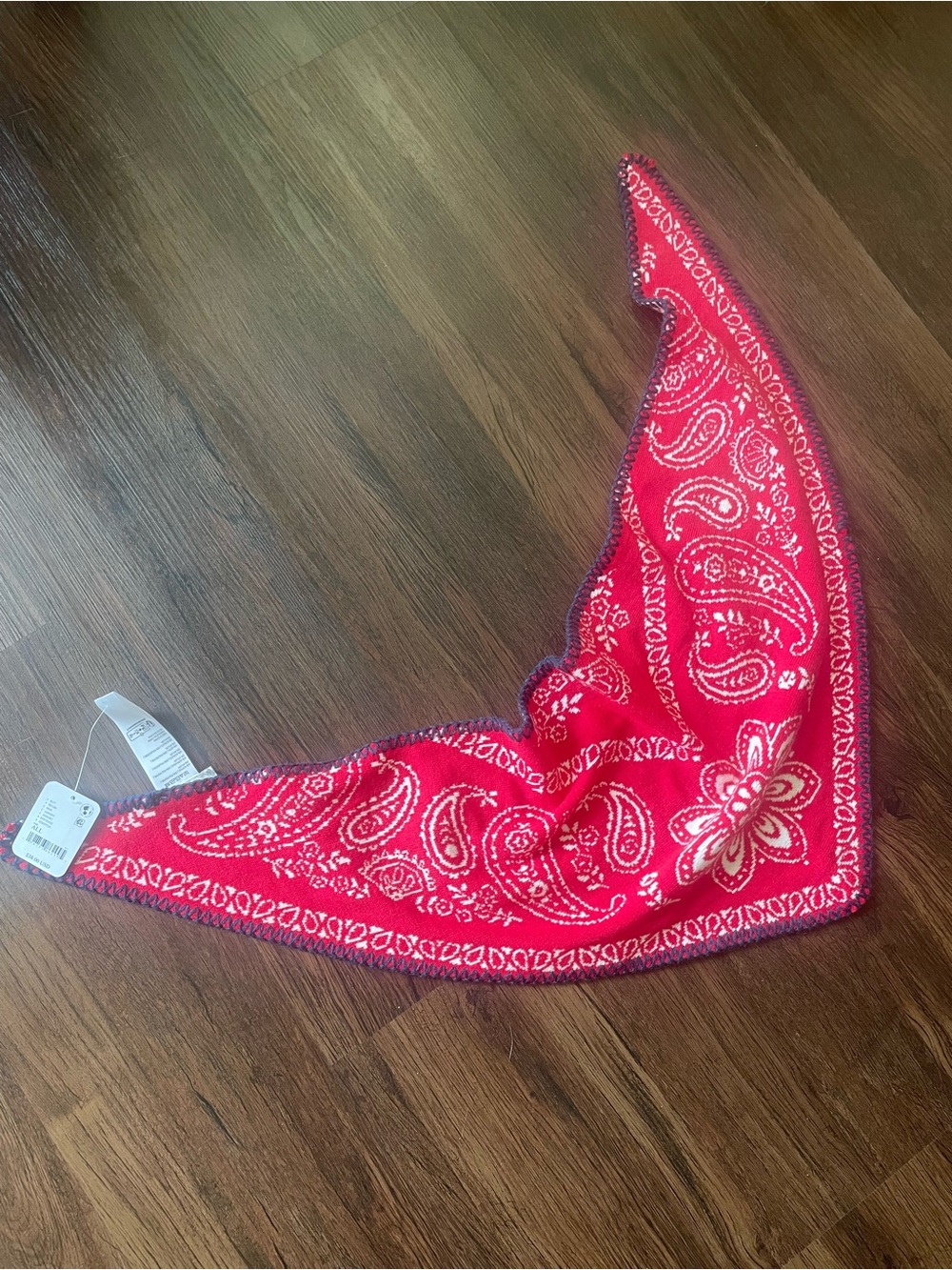 Free People Acrylic Bandana Head Scarf Red White Blue Paisley Size ALL NWT